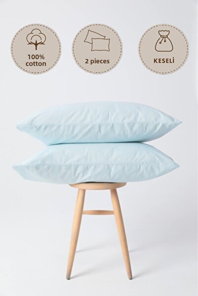 FAVORA 100% Cotton 2-Piece Pouch Pillow Case 50x70 - Blue