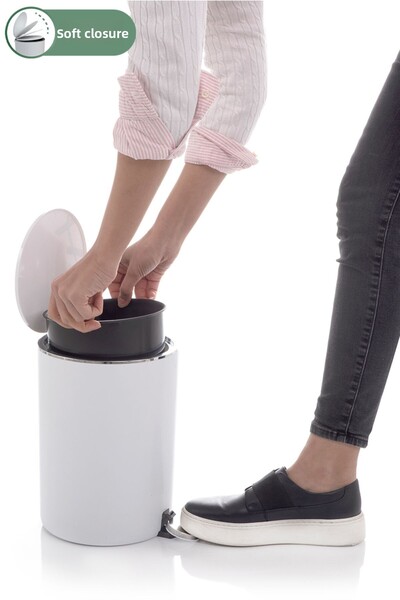 Prima Nova Lenox 5 Lt White Pedal Bathroom-Office-Dustbin