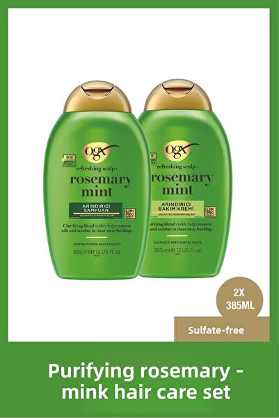 OGX Rosemary Mint (Contains Rosemary & Mint) Purifying Shampoo + Hair Care Cream 385 ml