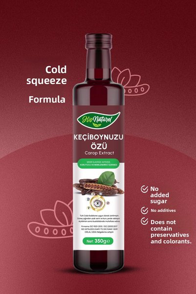 His Natural 350 Gr. Carob Extract and 100% Pure Natural Cold Black Cumin Oil - 100 ml