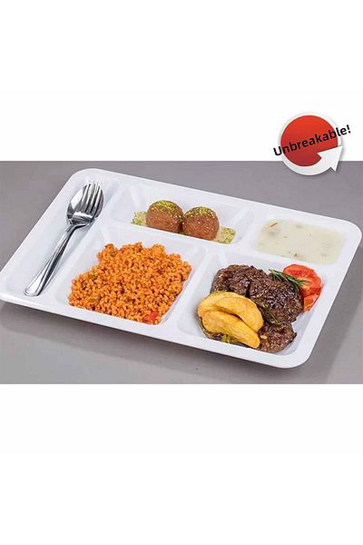GastroPlast 40 Unbreakable Table Dish Plates, Self-Service, Dining Hall, School, 5 Compartments, Table Dish, Table Dish, Restaurant