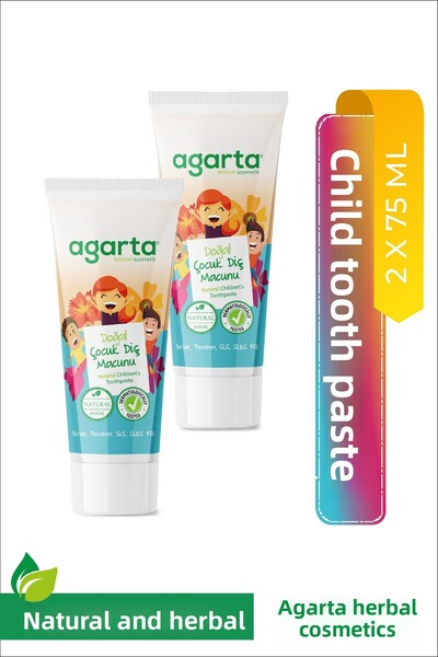Agarta قطعتين معجون أسنان طبيعي للأطفال خالي من الفلورايد بالفراولة 75 مل