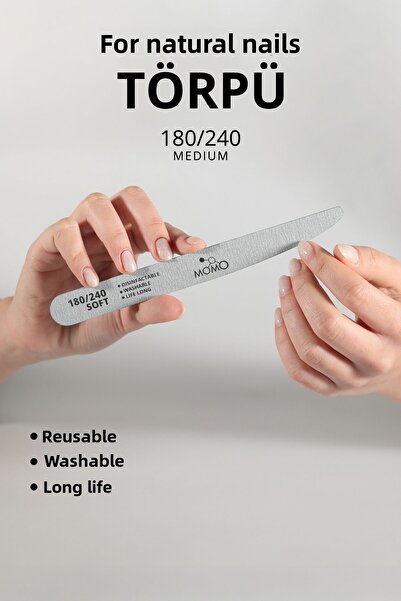 MOMO professional مبرد أظافر ورقي، مبرد أظافر بشفرة رمادية 180/240