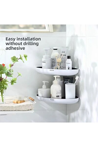 Miecoco لاصق مزدوج (2 قطعة) منظم للحمام والمطبخ باللون الأسود والأبيض