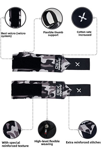 Dex Supports Lasting Energy Orange Camouflage Sports Bracelet - Set of 2 with 8 Stitches