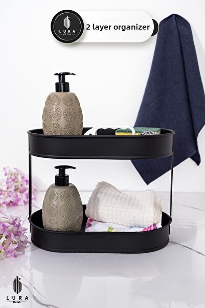 Lura Metal Organizator multifuncțional pentru baie cu 2 niveluri din metal ne...
