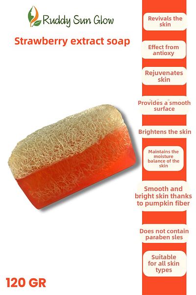 RUDDYSUN Pumpkin Fiber Strawberry Extract Soap Handmade Natural 120Gr