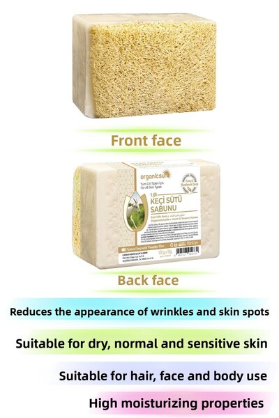 Organicsun Natural Gourd Fiber Goat Milk Soap 120 Gr Moisturizing and Renewing for All Skin Types