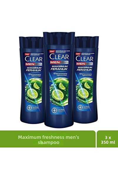 Clear 350 ml X3 - Șampon pentru bărbați pentru cea mai mare proaspătăție, eficient împotriva mătăsăturii