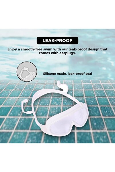 Endless Premium Swimming Goggle | Anti-fog & Uv Protection | White | Big Frame | Hard Case