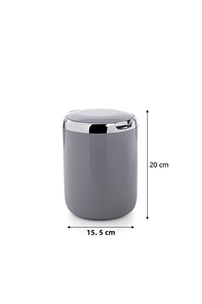 Prima Nova Pacific 3 Lt Trash Bin with Plastic Lid Gray