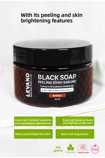 Levand Black Argan Peeling Soap - Amber/Beldi/Gel, 250g