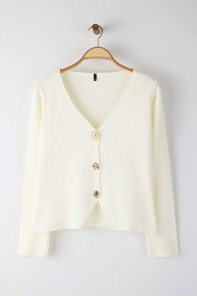 Trendyol Collection Ecru Trend Button Detailed Knitwear Cardigan Twoaw26Hi00121