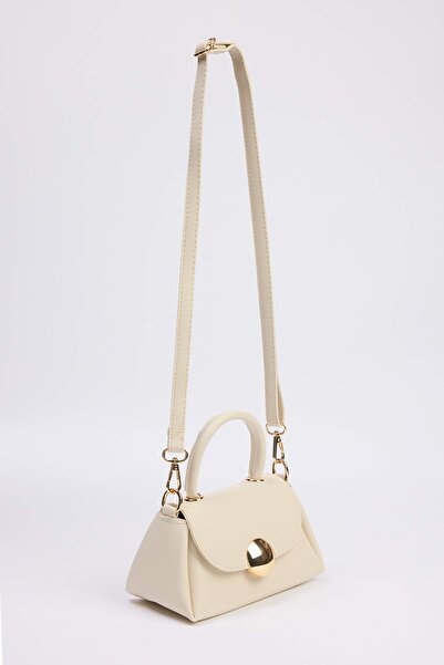 TRENDYOL SHOES Beige Women's Metal Accessory Detailed Mini Hand and Shoulder Women's City Bag Takaw26Oc00000