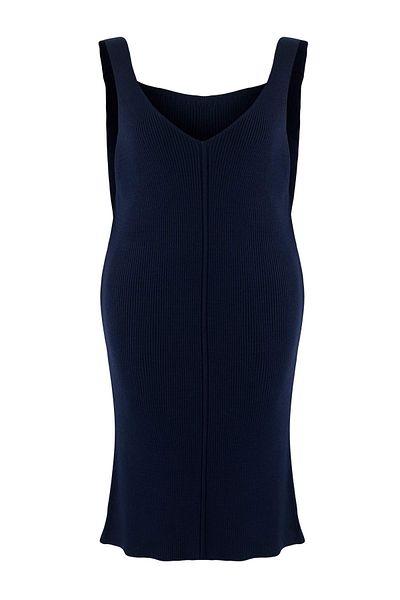 Trendyol Curve Navy Blue Gilet Midi Length Knitwear Dress Tbbaw25Ah00008