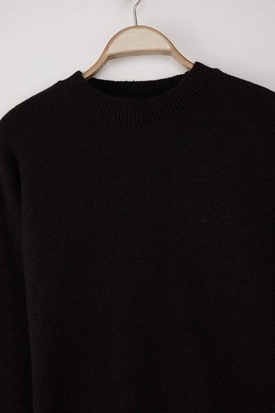 Trendyol Collection Pulover de tricotaj de bază din amestec de lână de alpaca neagră Premium/Fir special TWOAW26KZ00080