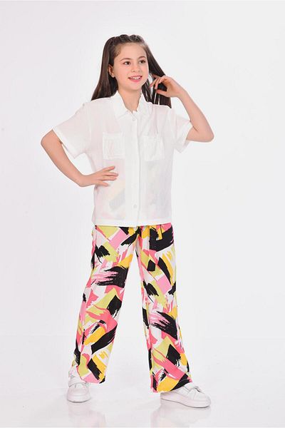 RAMON&ARTOS Patterned Viscose Girls' Trousers - Comfortable Cut, Wide Leg