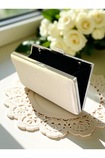 Biçanta Skin Nude Color Waterway Patterned Satin Γυναικείο βραδινό φόρεμα Τσάντα Γάμος Αρραβώνας Αποφοίτηση