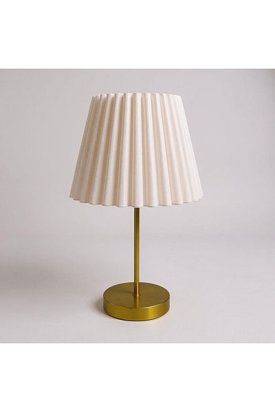 DREAM MODE Miray Pleated Lampshade Modern Stylish Table Lamp with Gold Legs – Bedroom & Living Room Decor