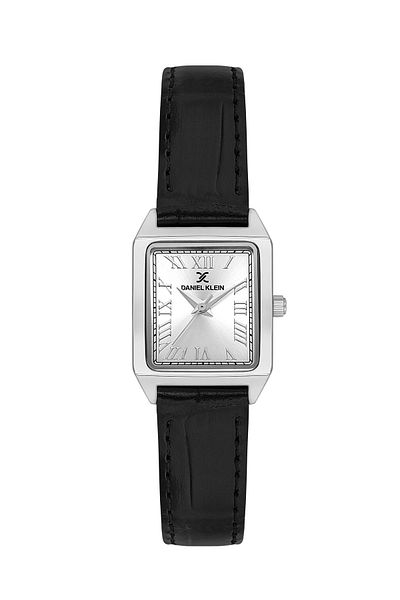 Daniel Klein Dkf.2315A New Trend Silver Color Case Black Leather Strap Women's Watch