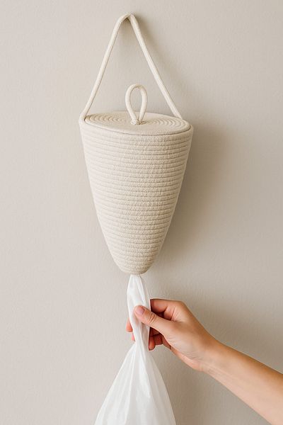 ÖRGÜM CReam CoLoRed DecoRative BaG HoLdeR ORGaNizeR - 30x20 Cm with Lid (pRoduct SeNded)