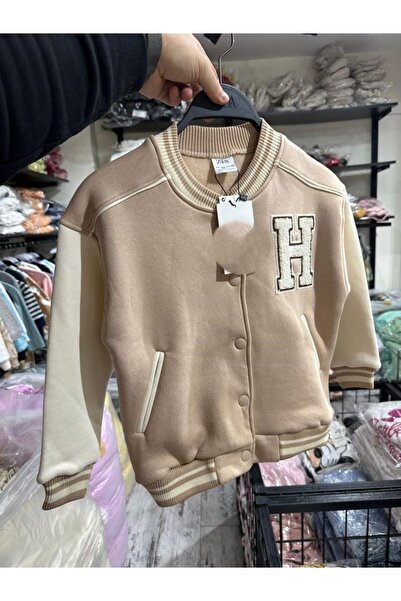 SARE TEKSTİL College Bomber Jacket - Cream Color