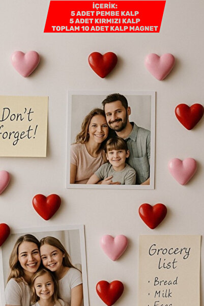 v Vanilla Concept 10’lu El Yapımı Kalp Magnet Seti (Pembe ve Kırmızı) - Buzdo...