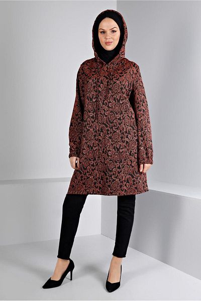 Alvina HOODED PATTERNED KNIT TUNIC 43391