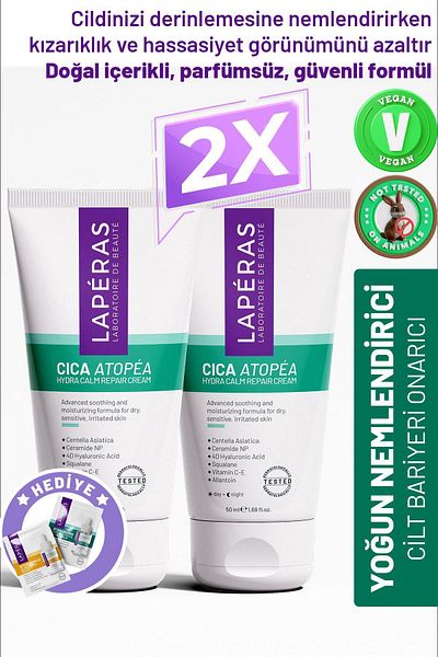 LAPERAS Cica Atopéa Intensive Repair Moisturizing Cream for Irritated Dry Skin 2 Pack