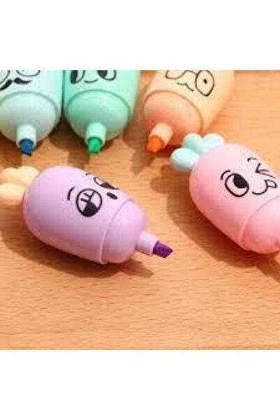Mikro Havuçlu Emojı Desenli Fosforlu Kalem Seti 6 Lı