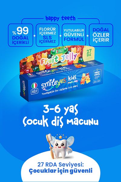 Smile yes Smileyes Kids Fluoride-Free Swallowable Children's Toothpaste 3-6 Years Old Fruit Jelly Taste 50 ml