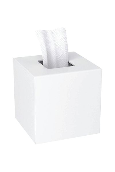 SMARTPOINTS Acrylic Tissue Box Cover 5.4x5.4x5.4 Tissue Holder Napkin Dispenser for Home Office Restaurant-White