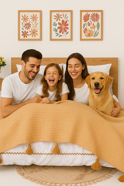 homewell طقم غطاء وسادة وغطاء سرير بتصميم Margarite Brown الخاص كبير الحجم مكون من 3 قطع