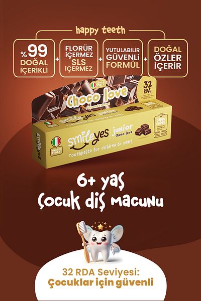 Smile yes Smileyes Junior Fluoride-Free Swallowable Children's Toothpaste 6-10 Years Old Chocolate Taste 50 ml