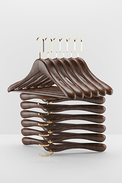 Onouqo Ahşap Askı Kalın Omuz Formu Ceket Askısı Takım Elbise Askısı (ULTRA LÜKS KALİTE) 2 Adet (G) 5.5cm