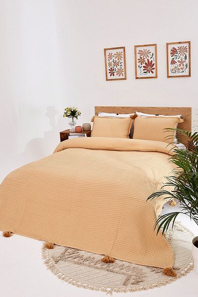 homewell طقم غطاء وسادة وغطاء سرير بتصميم Margarite Brown الخاص كبير الحجم مكون من 3 قطع