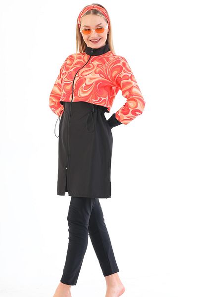 Paleys Mayo Orange Hijab Swimsuit - 4 Piece Pera Set