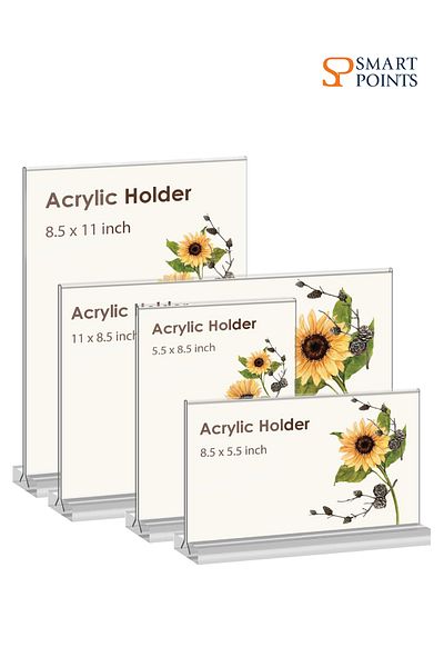 SMARTPOINTS Acrylic Sign Holder 8.5x11 Inch Double-Sided Announcements and AD Frame