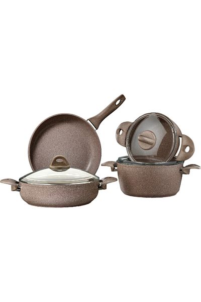 SAFLON Granite Cookware Set, Consisting Of 7 Pieces. - Sf6617gr