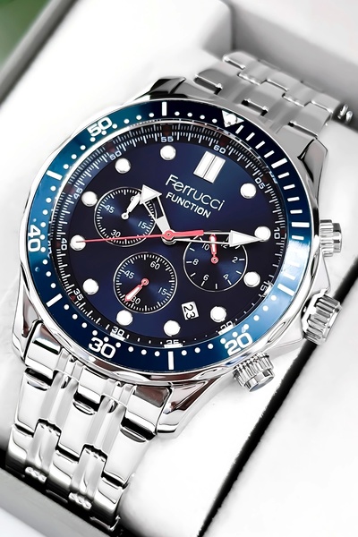 Ferrucci Function Erkek Kol Saati Çelik Kordon&Kasa 3 ATM+Bileklik Hediye zmfer088