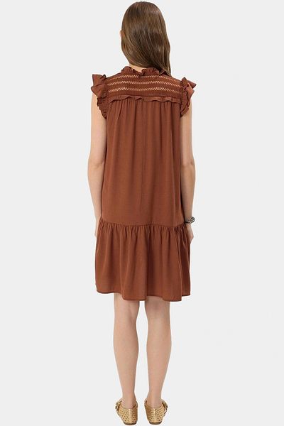 PayBuy Summer Short Mini Dress Viscose Polyester Crinkle Woven Embroidery Detail Comfortable Use