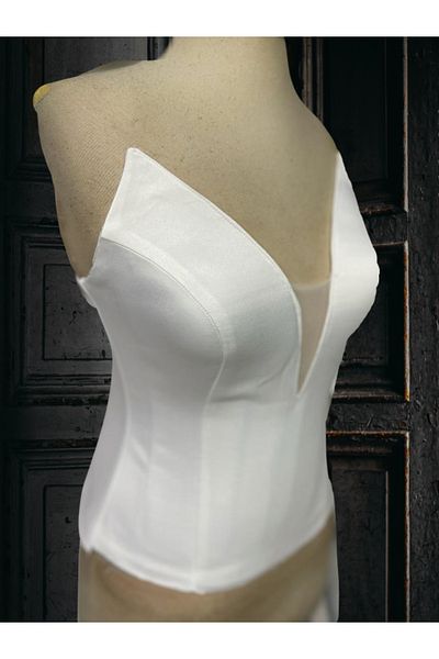MODA Ecru Satin Corset Drawstring Cat Ear - Ready Size Arrival
