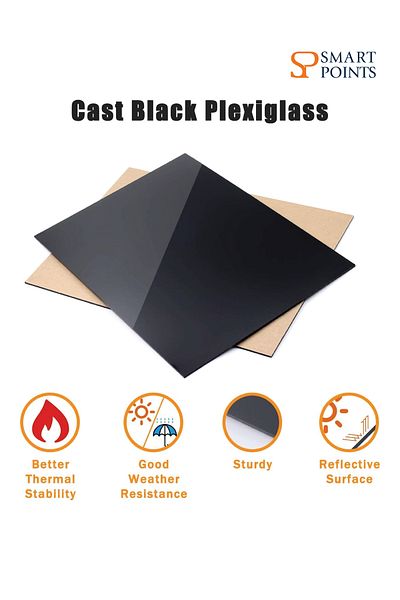 SMARTPOINTS Acrylic Sheet BLACK 2 mm 12 X 18 inches - pack of 2