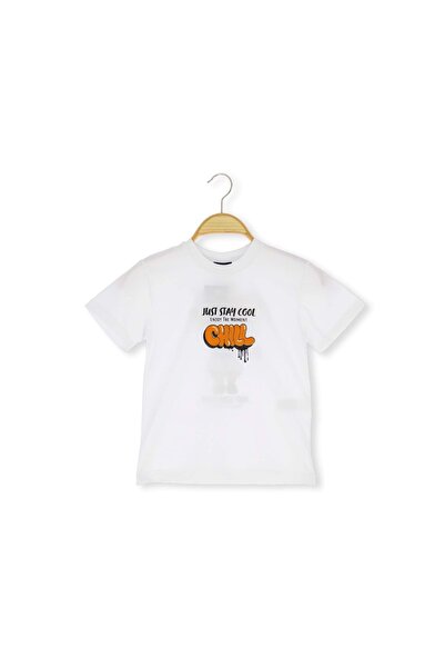 atabay TRICOU BĂRBAȚI CU IMPRIMEU JUST STAY COOL ALB