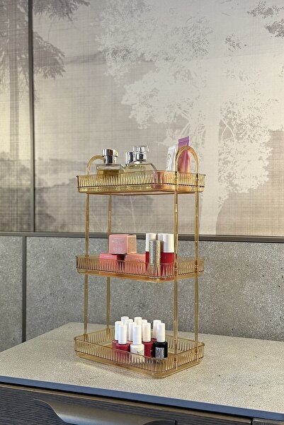UNIQUE ME 3 Tier Makeup Organizer Cosmetic Accessory Organizer Bathroom Shelf Amber