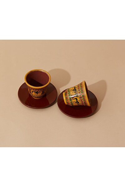 İLKCET MODA Rapido Ethnic Patterned Double Cup Set