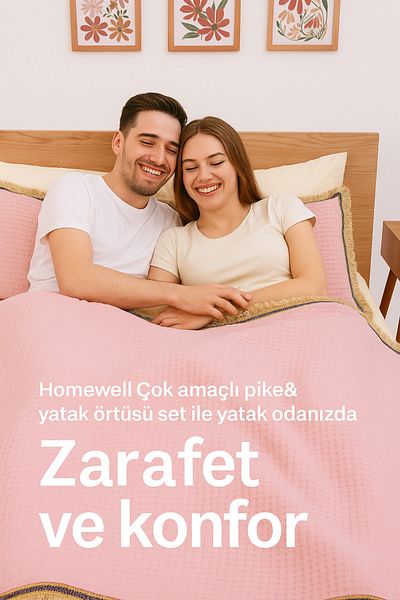 homewell تصميم خاص بتفاصيل شرابة أنيقة مكونة من 3 قطع من غطاء وسادة المفرش لويس باودر