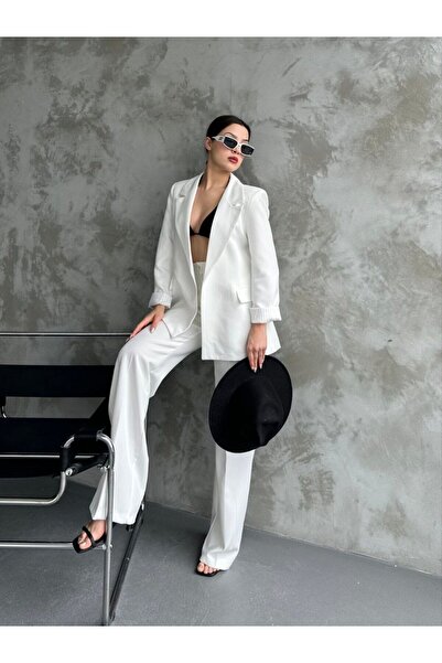 MYGİYİMİSTANBUL Blazer Jacket wide leg Pants Set