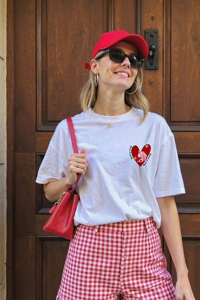 Le'sluette shadow of style Heart Leopard Printed Oversize 100% Cotton T-Shirt