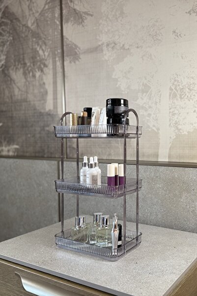 UNIQUE ME 3 Tier Makeup Organizer Cosmetic Accessory Organizer Bathroom Shelf Stone